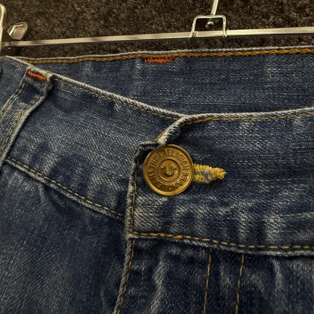 True Religion Vintage Straight Medium Wash Flap Pocket Jeans Size 36 Y2K Denim